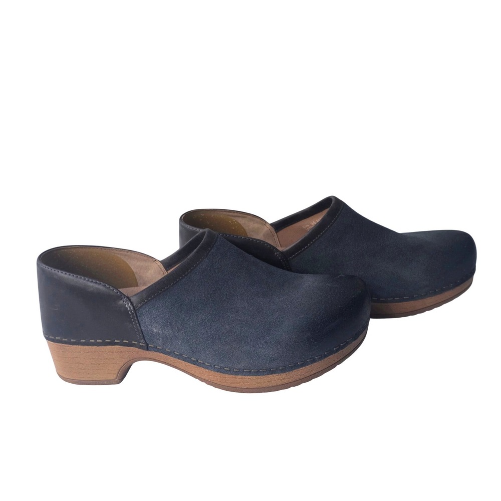 Dansko Women's Brenna Slip-On Clog Soft Black Burnished Suede Sz 36 Navy Blue - Picture 2 of 12